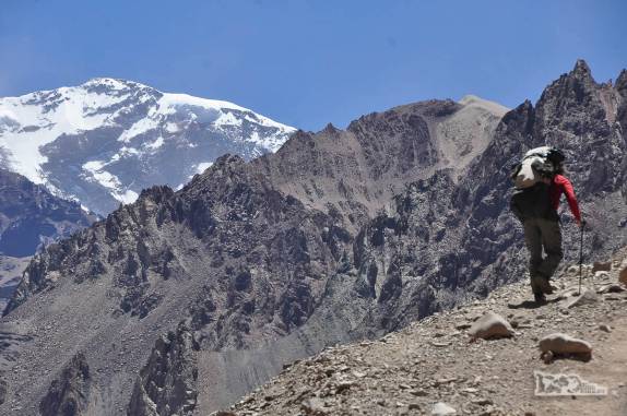 Primeiro dia de caminhada rumo ao Aconcágua, região de Mendoza, a oeste da Argentina